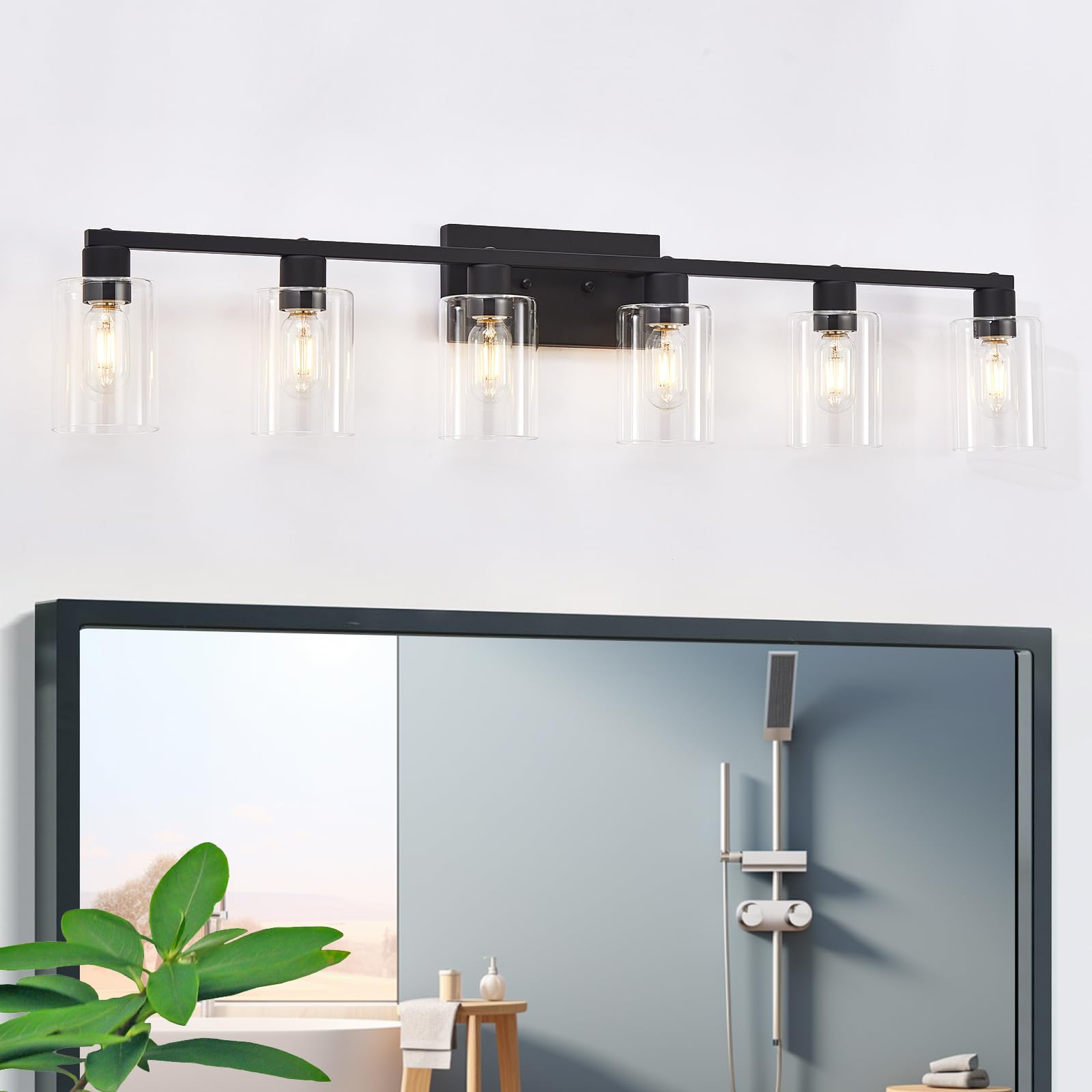6 Light Bathroom Fixture, 6 Light Vanity Lights, Vintage Black Bathroom Vanity Light