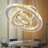 Modern Crystal Chandeliers 3 Rings Round LED Chandelier Fixtures DIY Pendant Lighting