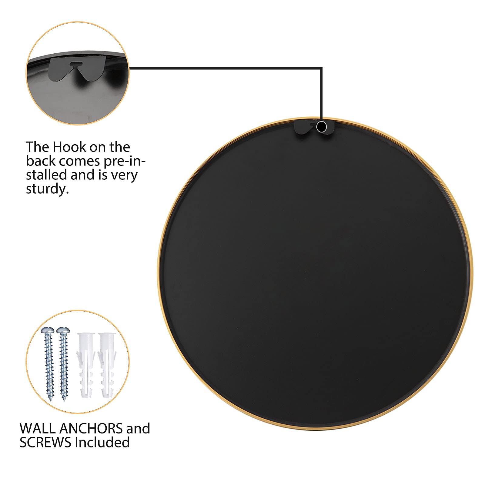 Round Mirror 20 inch Circle Mirrors for Wall Mounted Decorative for Bathroom, Bedroom