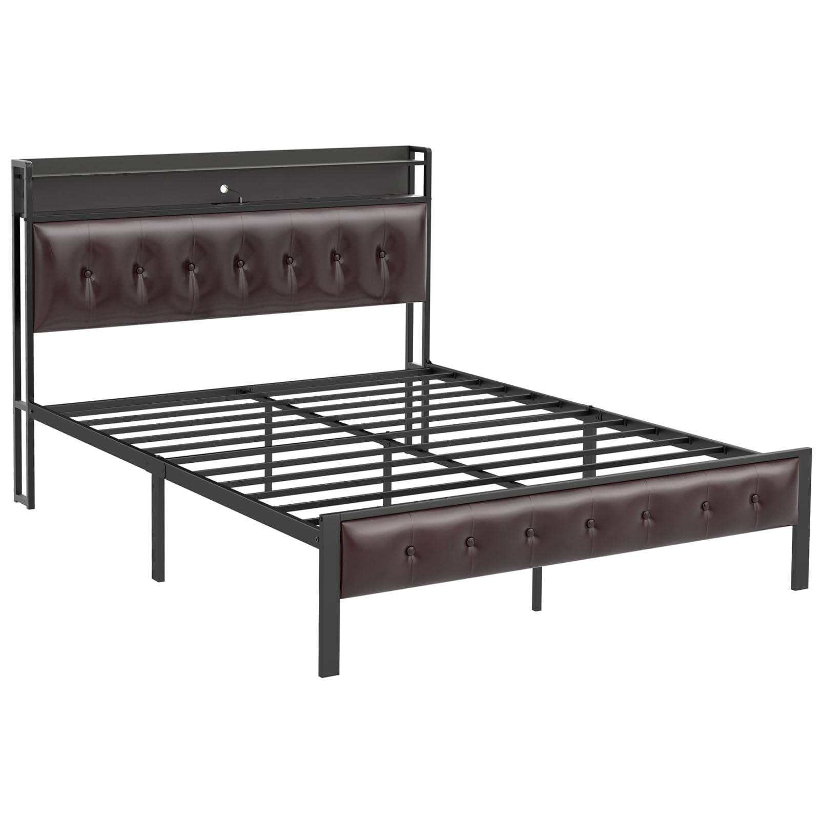 Bed Frame Full Size with Storage Headboard Platform Bed Frame with 2 Charging