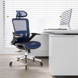 Blue Ergonomic Mesh Office Chair, High Back - Adjustable Headrest with Flip-Up Arms,