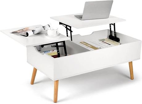 Coffee Table, Lift Top Coffee Table with Separate and Hidden Storage Compartment