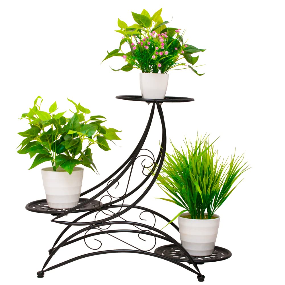 Cre Cra Metal 3 Tier Plant Stand Flower Pot Holder Potted Plant Stand Indoor Outdoor Display Rack for Patio Garden Balcony