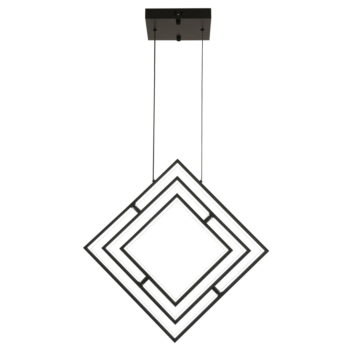 Modern Black LED Chandelier Dimmable LED Pendant Light Kitchen Island Square