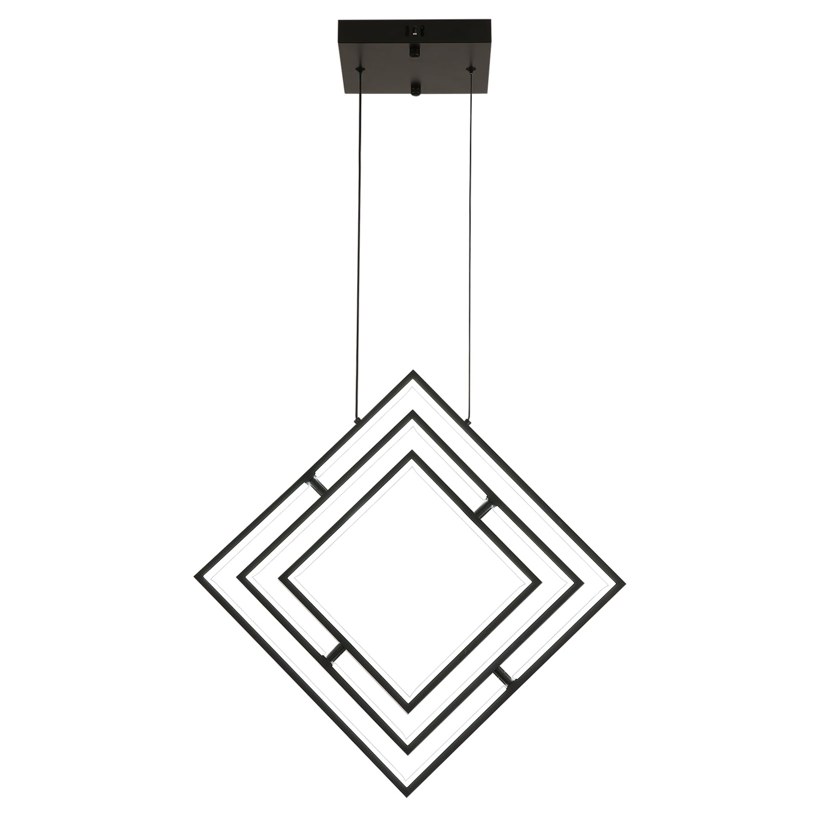 Modern Black LED Chandelier Dimmable LED Pendant Light Kitchen Island Square