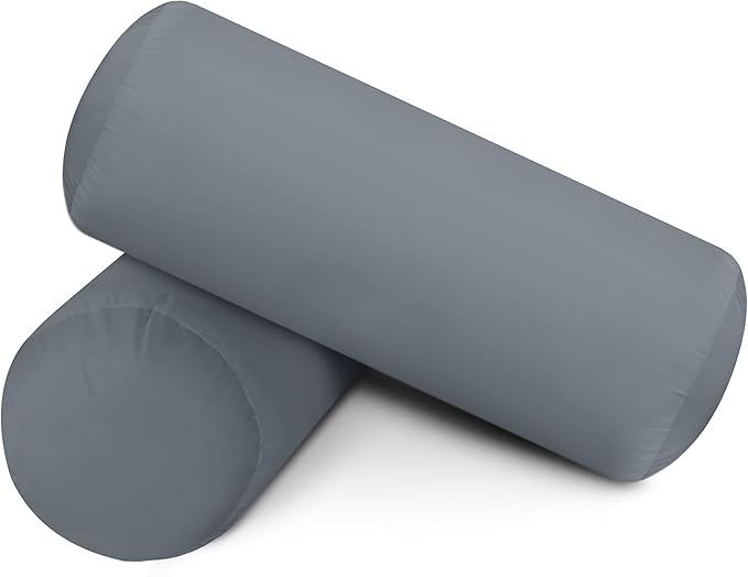 Bolster Pillows Insert (Pack of 2, White) - 6 x 16 Inches Bed and Couch Pillows