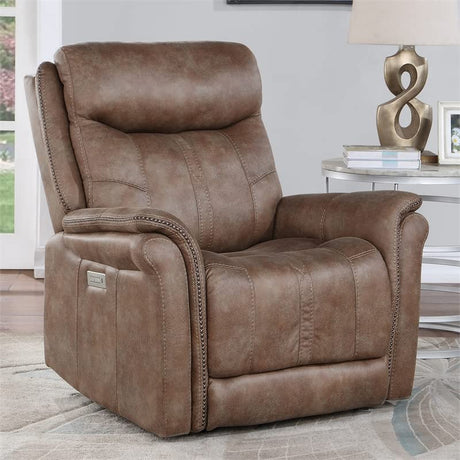 Co Morrison Dual Luxurious Camel Faux-Suede, Headrest, Power Footrest, Built-in USB