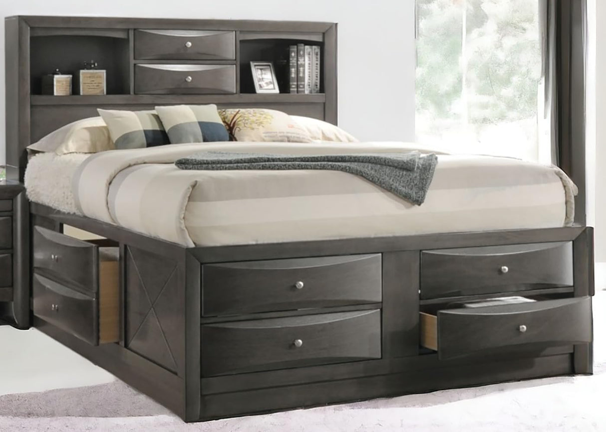 Ireland Full Captain's Bed with Storage - Gray Oak Finish