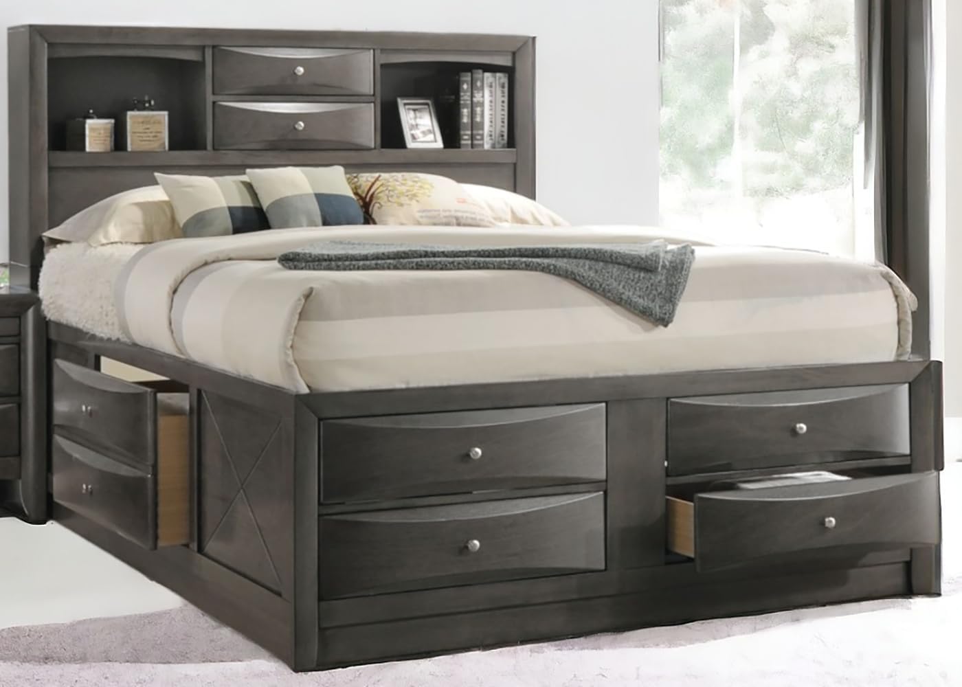 Ireland Full Captain's Bed with Storage - Gray Oak Finish