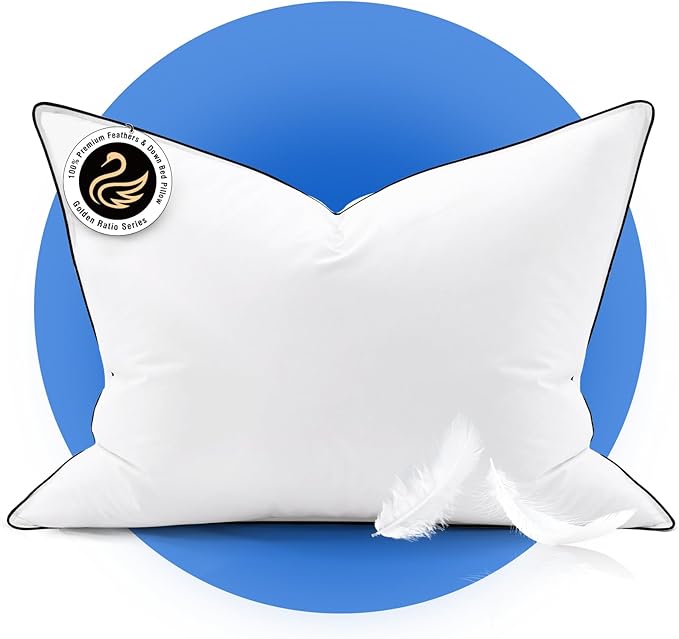 Feather Down Bed Pillows King Size for Sleeping, Supportive Hotel Quality Soft Pillow