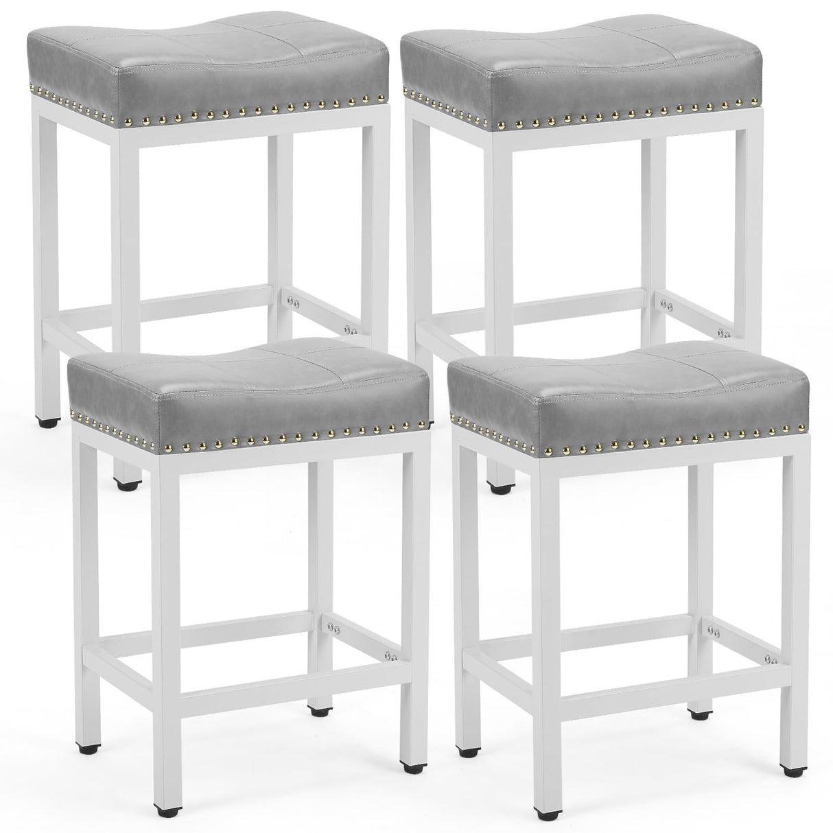 Bar Stools Set of 4， 24 inch Counter Height Bar Stools, Upholstered Modern Kitchen Barstools