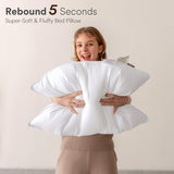 Upgraded Soft Goose Feather Down Pillows King Size Set of 2, Luxury Feather Pillows for Sleeping,