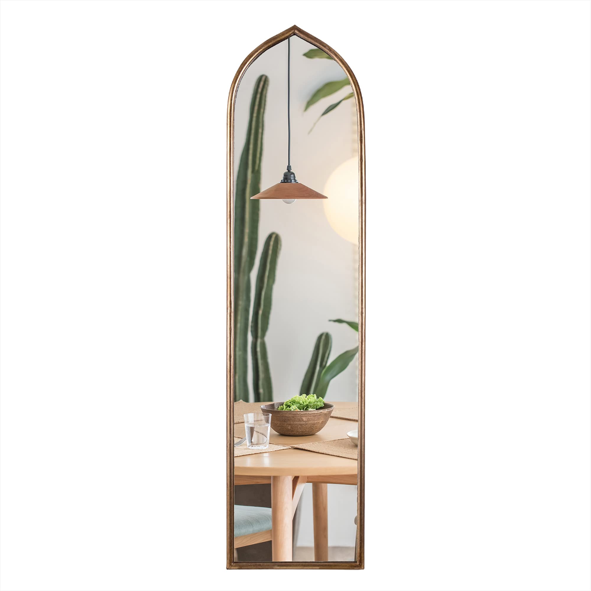 Long Gold Arched Mirror, Decorative Hanging Tall Mirror,Long Skinny Mirror