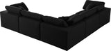 Furniture 601Black-Sec5C Serene Collection Modern | Contemporary Deluxe Comfort Modular Sectional, Soft Linen Textured Fabric, Down Cushions, 119" W x 120" D x 32" H, Black