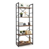 5 Tier Bookshelf, 24 Inch Width Free Standing Shelf, Bookcase Shelf Storage Organizer