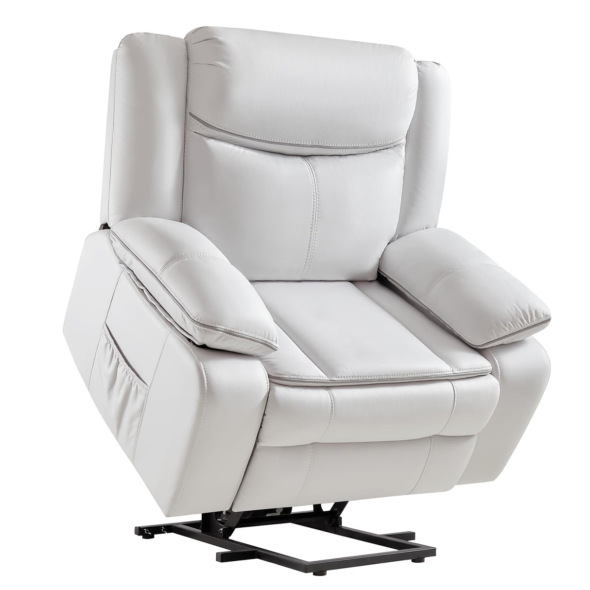 Power Lift Recliner Chairs for Adults, Extra Lazy Boy Recliners for Elderly with USB Port and Side Pockets, Large Lay Flat Reclining Sofa for Living Room Bedroom, White