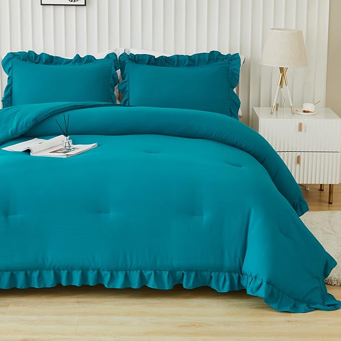 3 Pieces Solid Farmhouse Shabby Chic Bedding Comforters & Sets