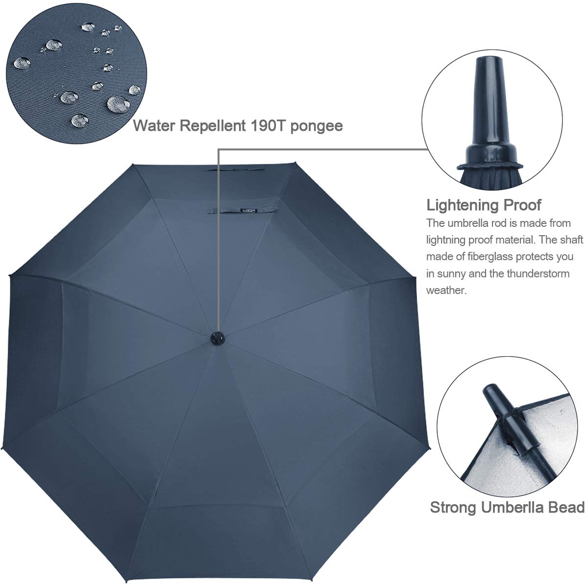 62 inch Extra Large Windproof Golf Umbrella Automatic Open Umbrella Double