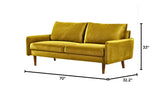 Furniture Kent Modern Velvet Sofa, Comfortable 3 Seater Couch for Living Rooms and Small Spaces, Ideal Studio Apartment Furniture with Sleek Design, Golden Yellow