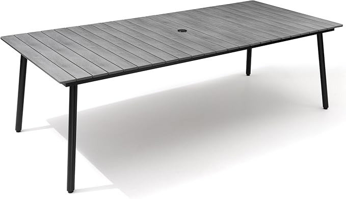 Outdoor Dining Table, 70inch Patio Dining Table with Wooden-Like Top