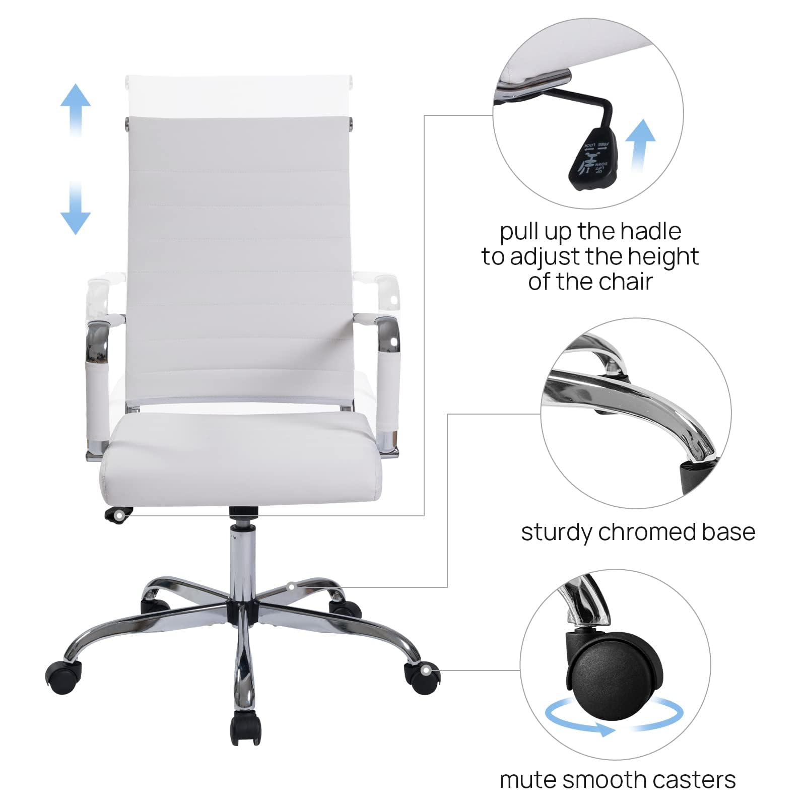 Office Task Chair Set of 6, Ergonomic Desk Chair Leather Conference Room Chairs