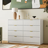 White Dresser for Bedroom, 8 Drawer Double Dresser, Modern Chest of Drawers for Bedroom, Living Room, Entryway and Closet, 55" L x 15.7" D x 37.4" H