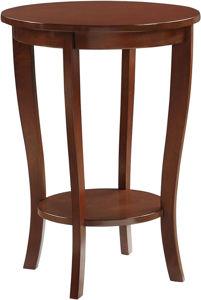 American Heritage Round End Table with Shelf, Mahogany