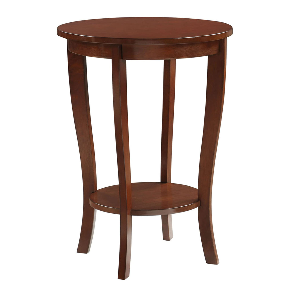 American Heritage Round End Table with Shelf, Espresso