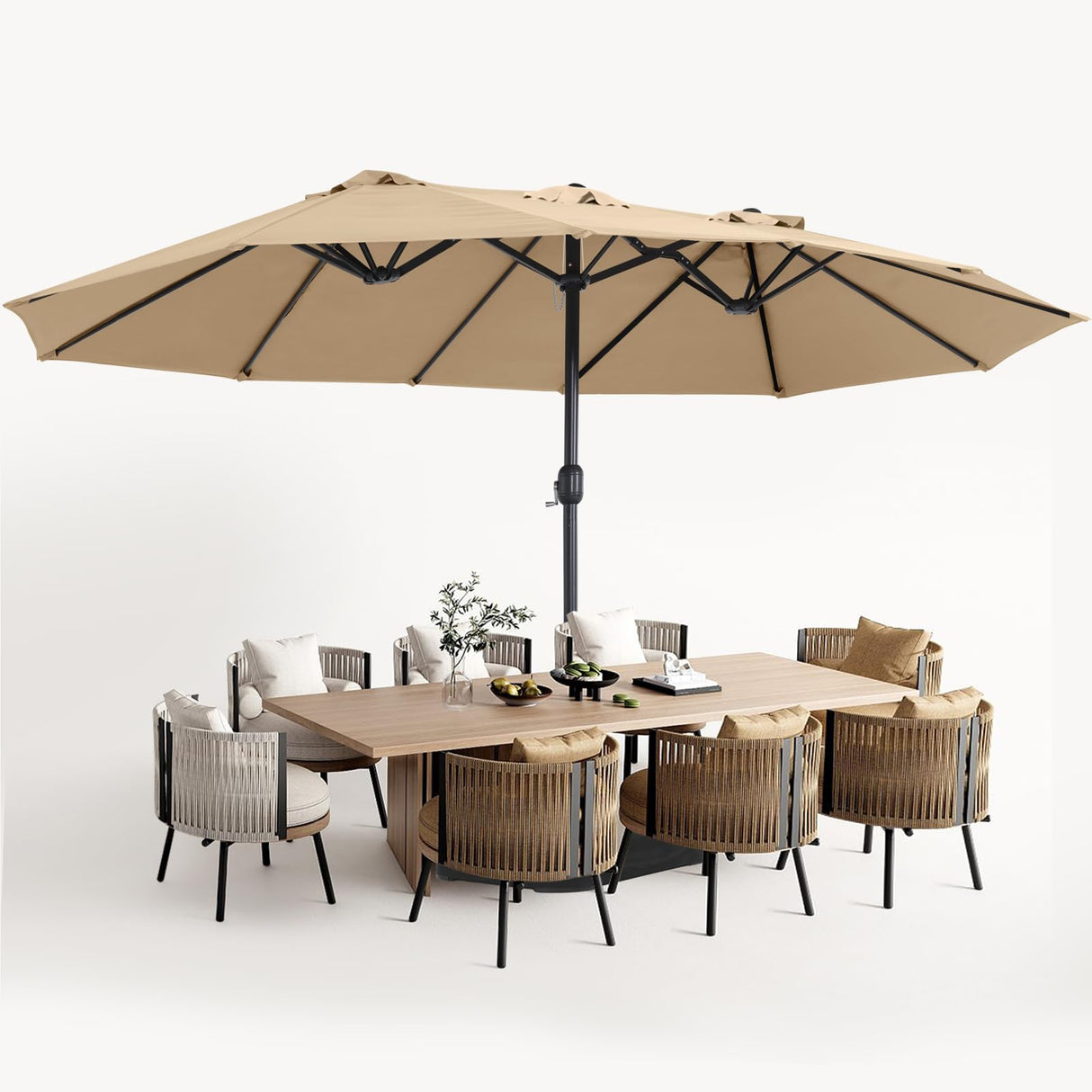 Patio Outdoor Umbrella,15FT Double Sided Large Umbrella,Including Umbrella Base