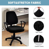 SARAFLORA Office Computer Chair Covers, Stretchable Desk Chair Seat Cushion Covers,Universal Spandex Computer Chair Slipcover,Removable Washable Rotating Cushion Protectors, Black