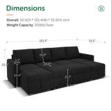 Modular Sectional Sleeper Sofa Bed, Velvet Sectional Couch with Pullout Bed U Shaped