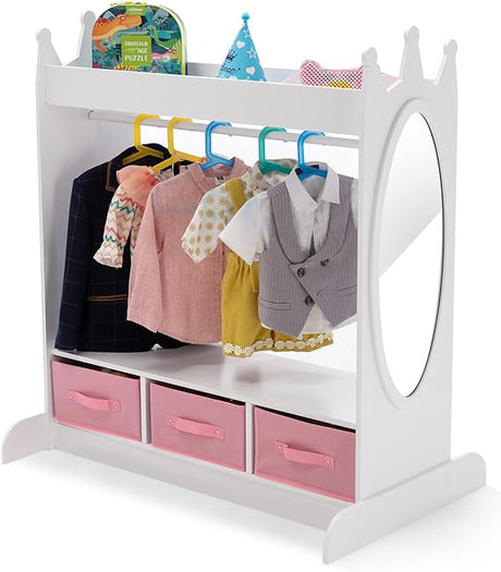 Kids Armoire Dress-Up Storage w/Mirror and Drawers,Dress up Closet