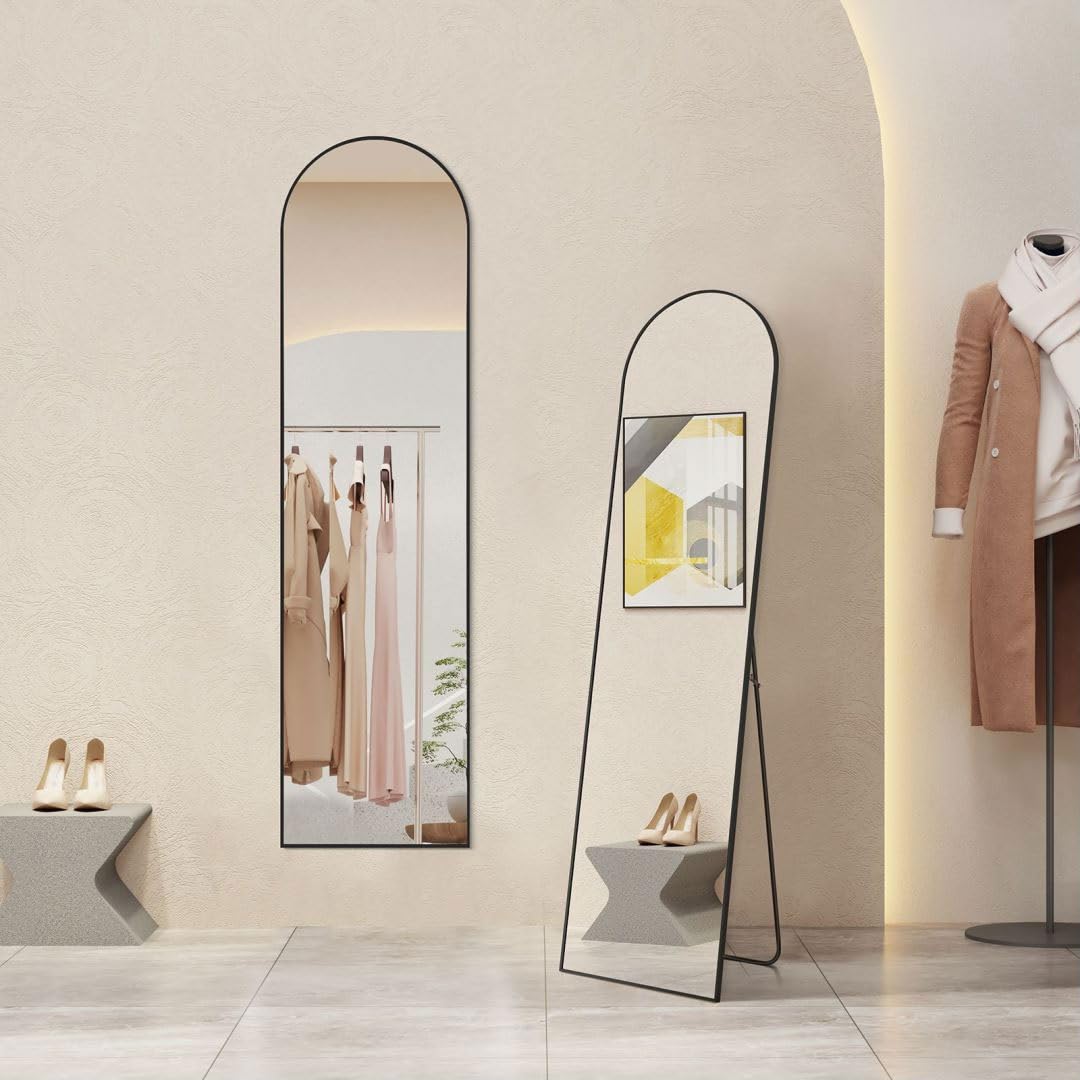 Floor Mirror with Aluminum Alloy Thin Frame, Full Body Mirror