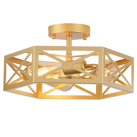 Modern Gold Flush Mount Light Fixture, 3 Light Hallway Light Fixtures