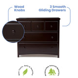 3 Drawer Dresser with Interlocking Drawers, Dark Chocolate