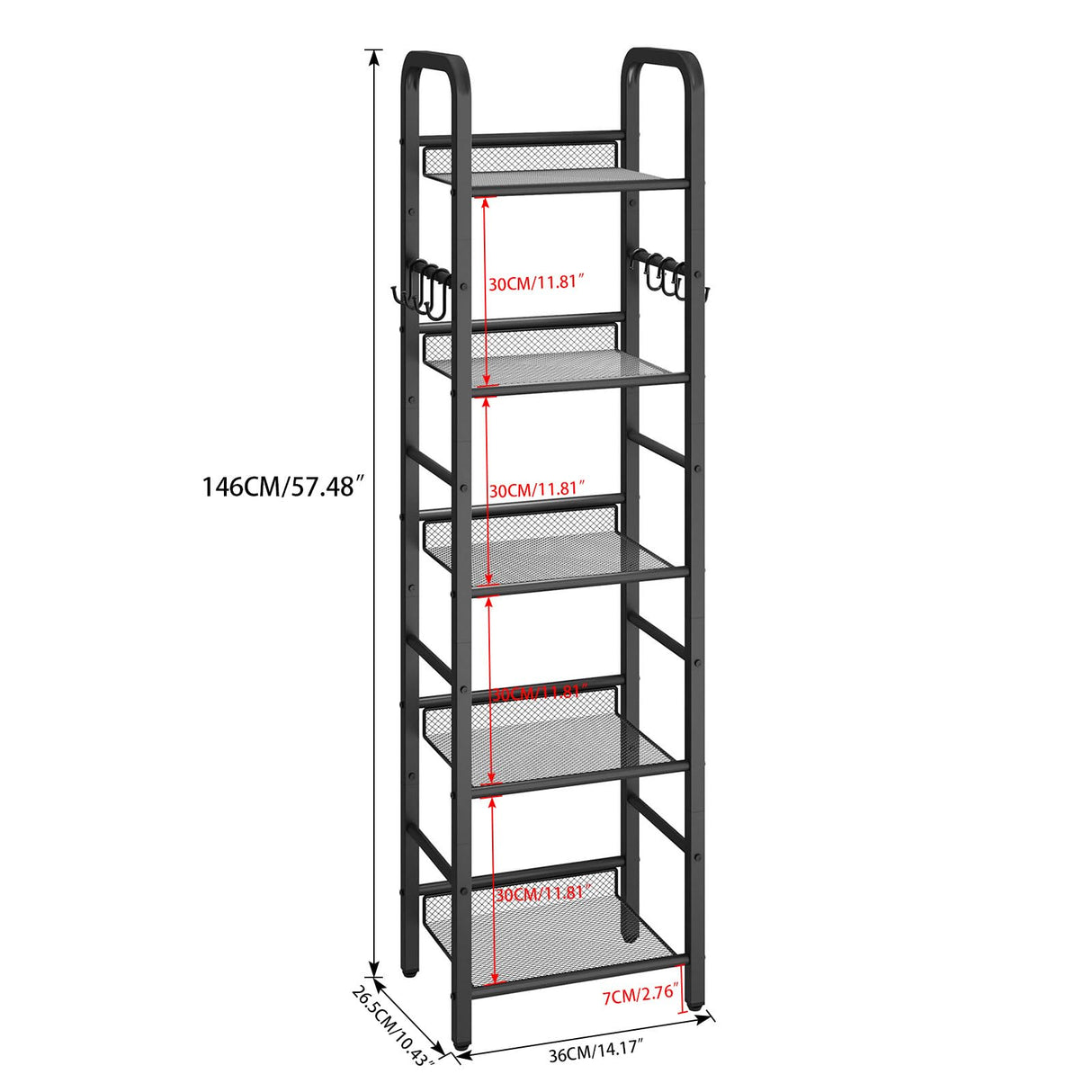 5 Tier Bookshelf, Freestanding Bookcase for Living Room, Bedroom, Home Office, Multi-Functional Storage Rack Organizer, Display Rack with Metal Frame, Rust Resistance, Black, UHBC055B