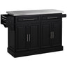 Rolling Kitchen Island with Storage, Portable Kitchen Cart with Stainless Steel Top