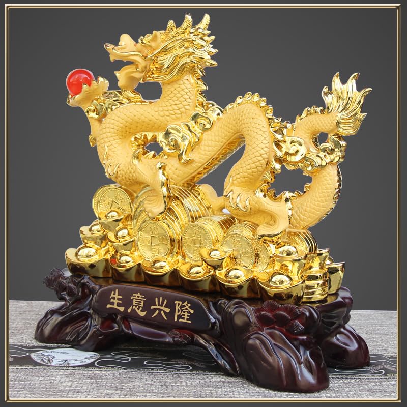 Large 17.8 Inch Chinese Statue Sculpture Dragon Ornament Figurines Feng Shui Decor