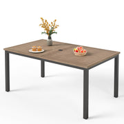 64" Rectangle Outdoor Dining Table, Patio Furniture Wood-Like Tabletop