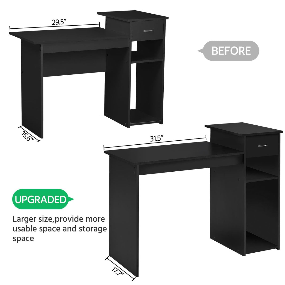 Home Office Computer Desk with Storage Drawer and Monitor Stand