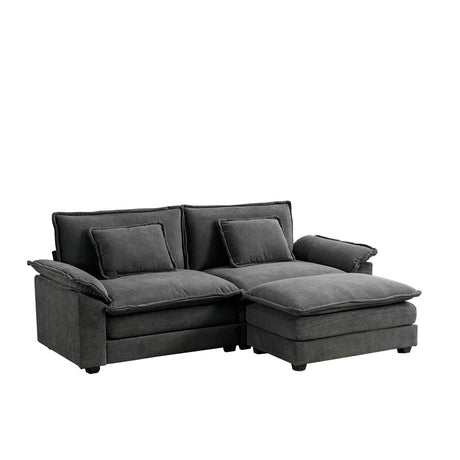 Sectional Sofa Couch, Modern Chenille Sofa Sleeper Deep Seat Couches with Ottoman/Pillows for Living Room