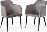 Jason Accent Chairs Set of 2 with Soft Upholstery, Stylish and Durable Seating with All-Black Metal Legs, Modern Armchair for Living Room, Bedroom, or Home Office, Stone