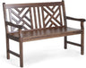 Outdoor Acacia Wood Garden Bench with Backrest and Armrest, 2-Person Slatted Seat Bench