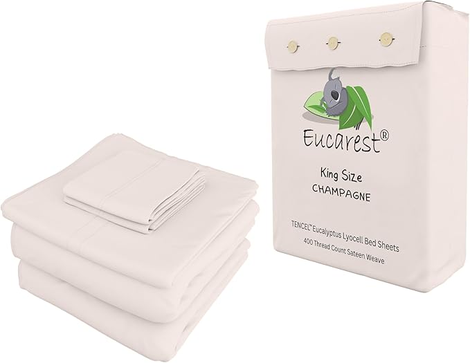 Eucalyptus Lyocell Bed Sheets, Hypoallergenic 100% Organic Tencel, Thermal