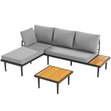 Outdoor Sectional Furniture Patio Sectional Sofa with Acacia Wood Table
