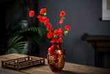 Red Vase Oriental Ceramic Flower Vases Decorated with Peony Design