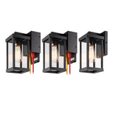 11" Classic Outdoor Wall Sconce with Built-in GFCI Outlet 1 Light in Matte Black Rectangular