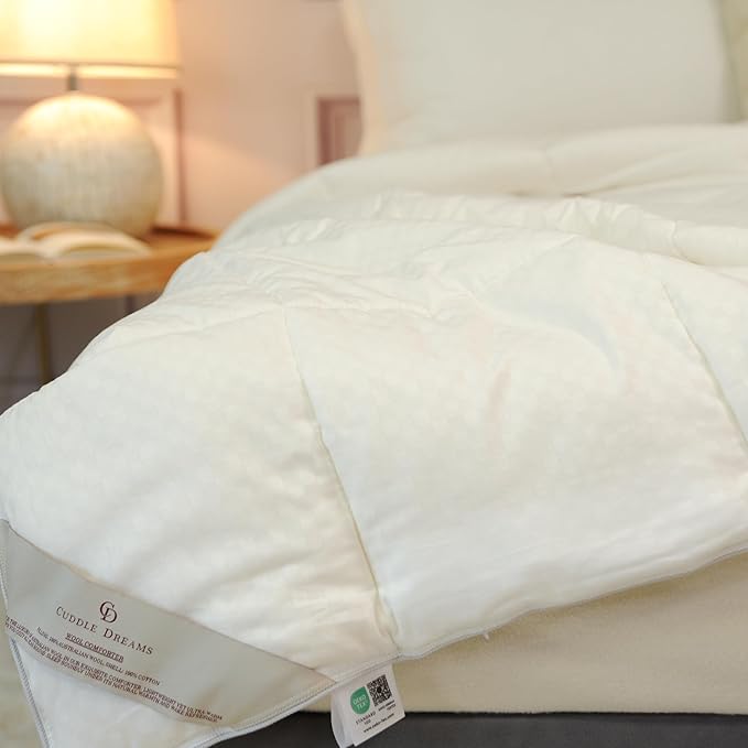 Wool Comforter Duvet Insert, 100% Australian Wool Filling with Soft Noiseless Cotton Shell, Natural Warmth (Heavyweight for Winter, King)