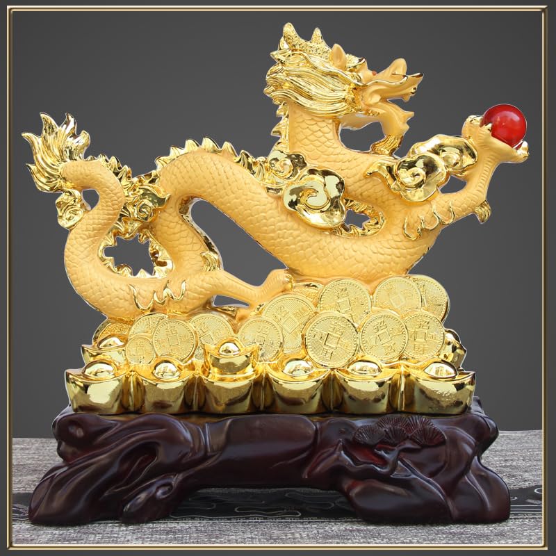Large 17.8 Inch Chinese Statue Sculpture Dragon Ornament Figurines Feng Shui Decor