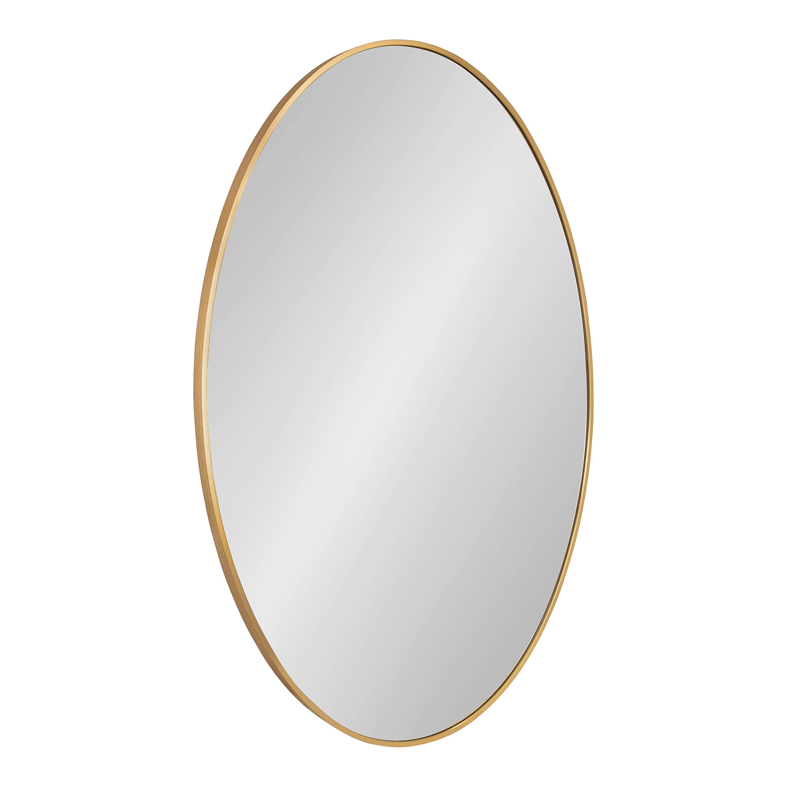 Zayda Modern Traditional Oval Framed Wall Mirror, 24 x 36, Gold, Metal Minimalist Glam